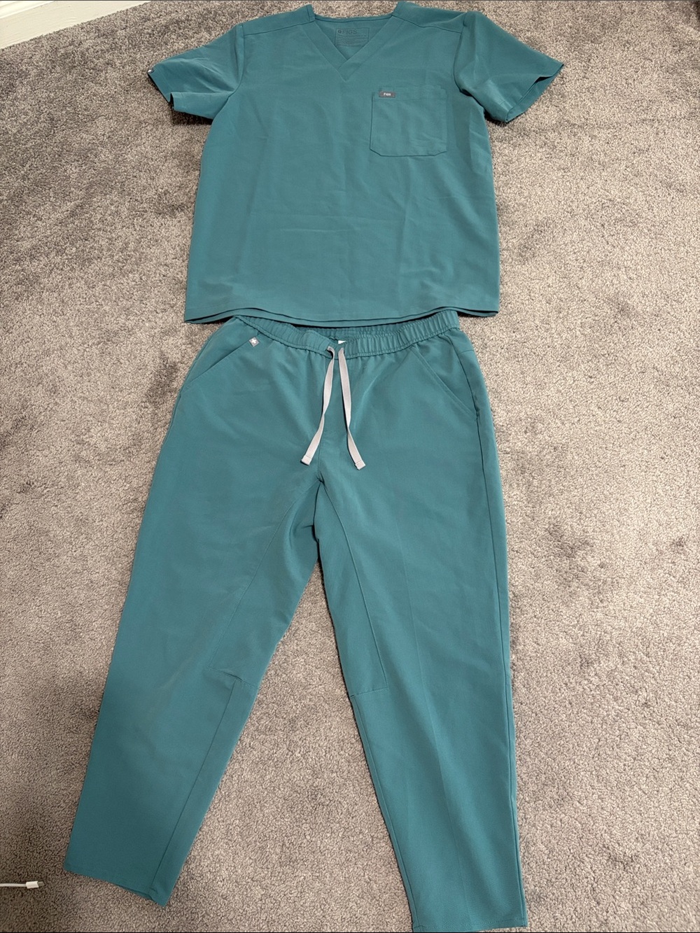 FIGS scrub set in a teal or lagoon